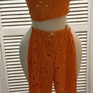 Vibrant Orange Cut-Out Women's 2pc NWOT Medium